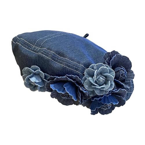 Aymzbd Women Beret Hat Painter Hat Costume Hat Denim Cap for Spring Camping Fall Festival - 6