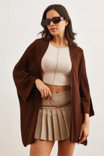 Ayol Achchiq Qahva Ko'rshapalak Bahor Cardigan HRK-19000057-Achchiq Qahva - 2