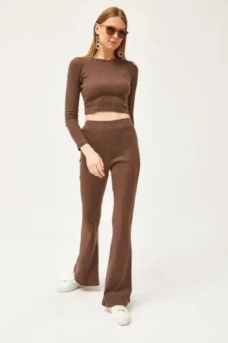 Ayol achchiq qahva ustki kiyim bluz pastki ispan tayt Sha - 4