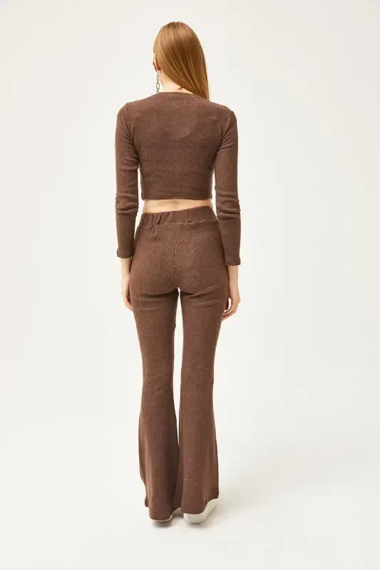 Ayol achchiq qahva ustki kiyim bluz pastki ispan tayt Sha - 5