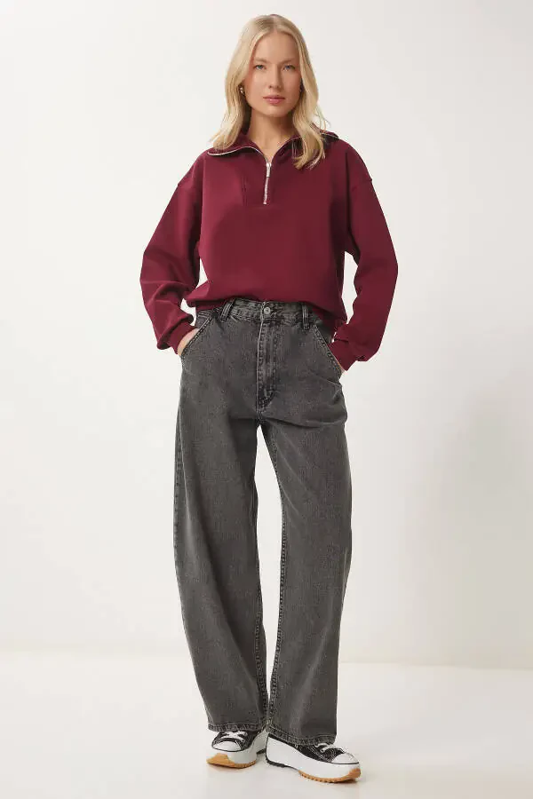 Ayol Antrasit Yuvilgan Baggy Jinsi OK00064 - 2