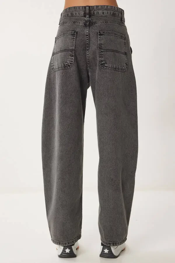 Ayol Antrasit Yuvilgan Baggy Jinsi OK00064 - 4