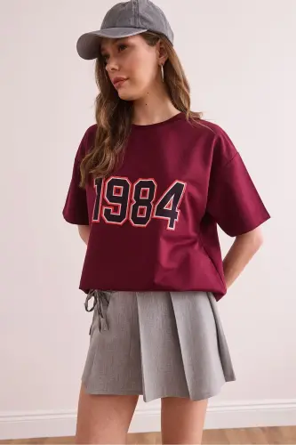 Ayol Bordo 1984 Nashri Qulay Qolip 2 Ip Futbolka T - 3