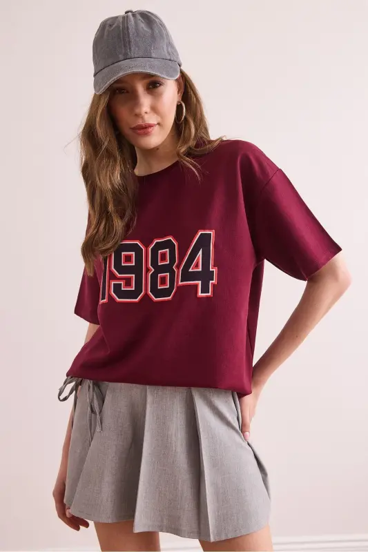 Ayol Bordo 1984 Nashri Qulay Qolip 2 Ip Futbolka T - 4