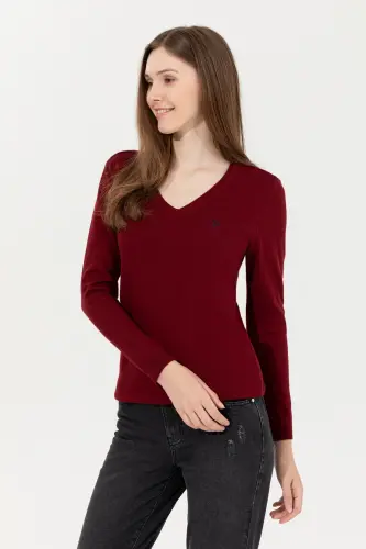 Ayol Bordo Asosiy V Bo'yinli Jumper 50251903-VR014-1050299 - 3