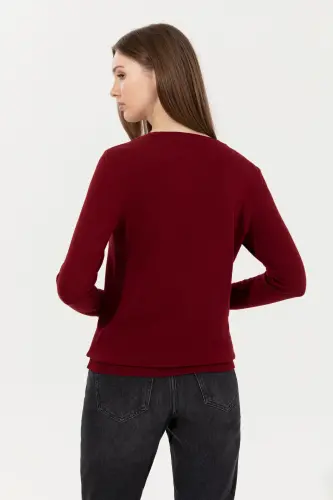 Ayol Bordo Asosiy V Bo'yinli Jumper 50251903-VR014-1050299 - 5
