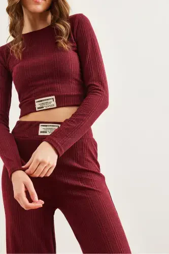 Ayol Bordo Dokulu Armali Pastki Yuqori Tushgan Jamoa TKM-19000314-Bordo - 5