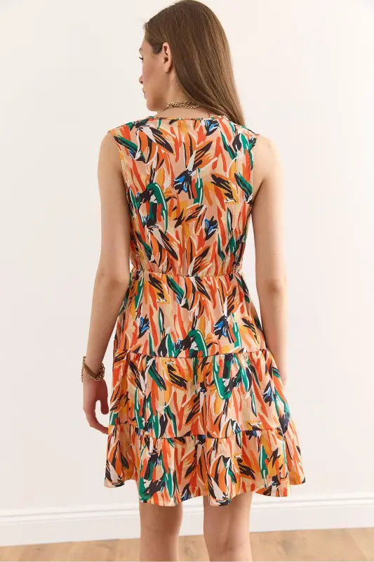 Ayol Cho'tka Apelsin Kesishgan Yoqasi Bel Qismli Trikotaj - 7