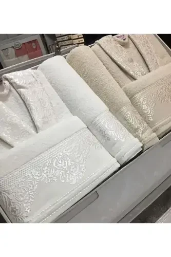 Ayol Erkak Bej Oila Xalatlar To'plami-krem bej - FIESTA (1)