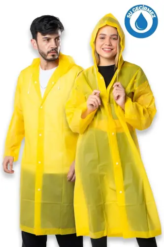 Ayol Erkak Yomg'ir Palto Kapüşon Çıtçıtlı Eva Sarı Yomg'ir Bymmrc881r01-Sarı 