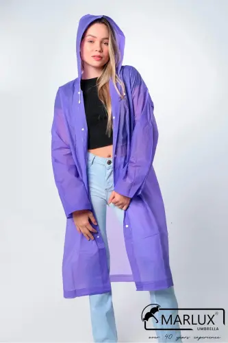 Ayol Erkak Yomg'ir Palto Kapüşonli Çıtçıtlı Eva Binafsha Yomg'ir Palto M21mrc881r09-Binafsha 