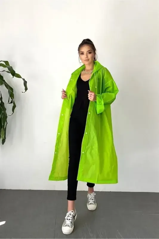 Ayol Erkak Yomg'ir Palto Kaputli Chitirli Eva Yashil Yomg'ir Palto Bymmrc881r12-Yashil - 8