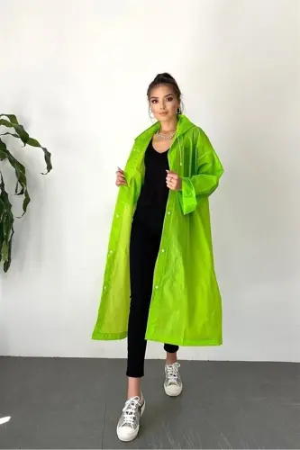 Ayol Erkak Yomg'ir Palto Kaputli Chitirli Eva Yashil Yomg'ir Palto Bymmrc881r12-Yashil - 8