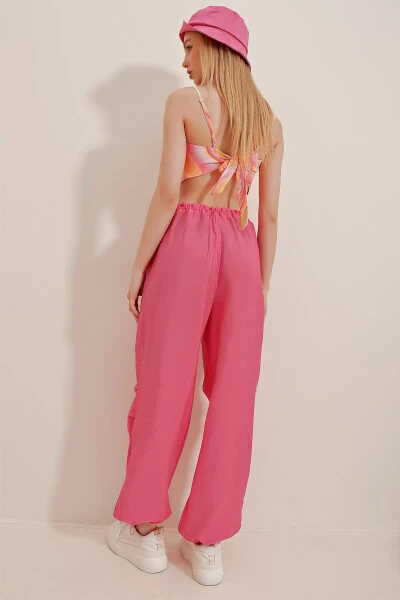 Ayol fuchsia ikki cho'ntakli aerobin zig'ir shim ALC- - 5