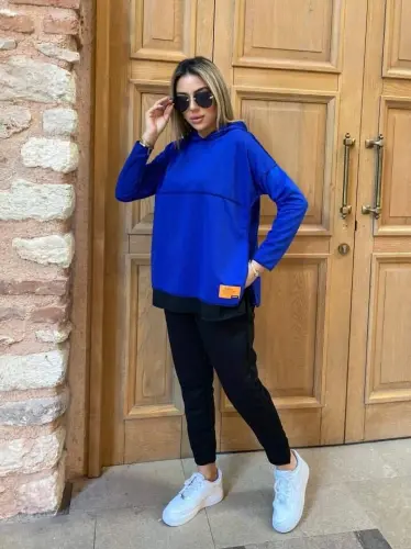 Ayol Kapüşonli Etek Uchi Detalli Armali Teskari Tikuv Ko'rinishli Ikki Qismli Kostyum - BÜYÜKBEDENIZ (1)