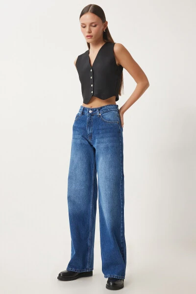 Ayol Ko'k O'rtacha bel Keng oyoq Erkin jinsi UT00023 - HAPPINESS İSTANBUL