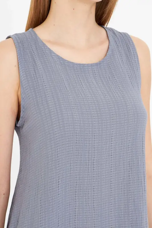 Ayol kulrang yengsiz etagi burmali ko'ylak Arm-18y001156-Kulrang - 3