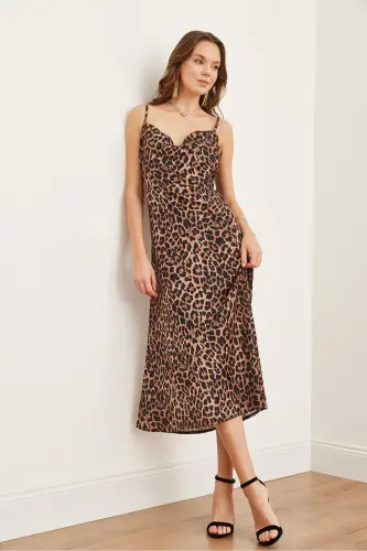 Ayol Leopard Qahva Tasma Sozlanishi Midi Atlas - OLALOOK (1)