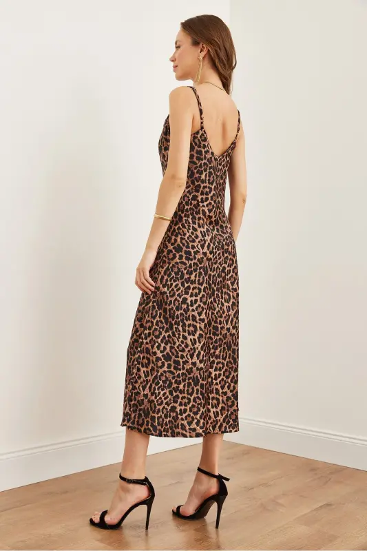 Ayol Leopard Qahva Tasma Sozlanishi Midi Atlas - 7