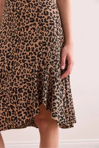 Ayol Leopard Tuya tukli burmali Fitilli keng yubka E - 5