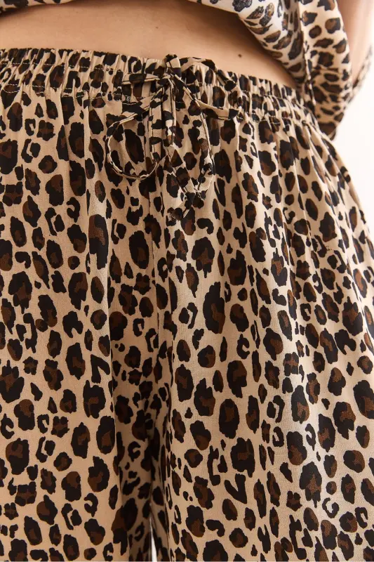 Ayol Leopard Tuya Yuqori Ko'ylak Pastki Cho'ntakli Shim V - 7