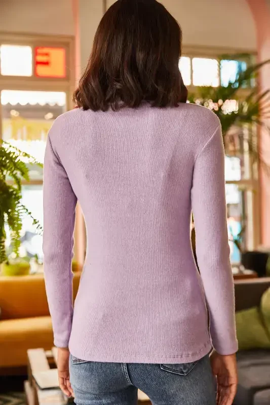 Ayol Lila Yarim Balıkçı Şardonlu Kaşkorse Body BLZ-19000599-Lila - 2