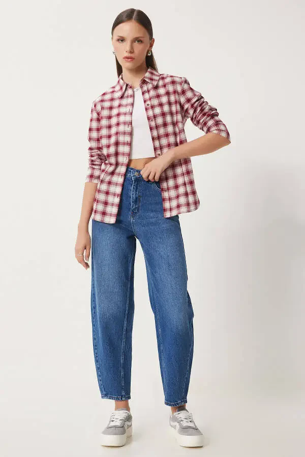 Ayol Moviy Yüksek Bel Baggy Jean UT00022-Moviy - 3