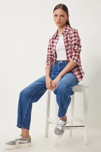 Ayol Moviy Yüksek Bel Baggy Jean UT00022-Moviy - 4