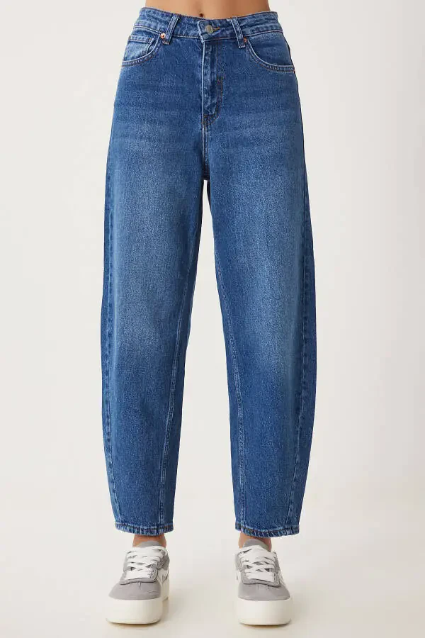 Ayol Moviy Yüksek Bel Baggy Jean UT00022-Moviy - 6