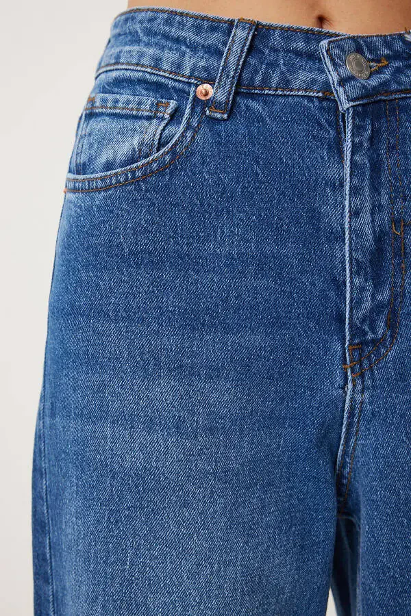 Ayol Moviy Yüksek Bel Baggy Jean UT00022-Moviy - 7