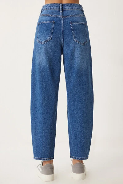 Ayol Moviy Yüksek Bel Baggy Jean UT00022-Moviy - 8