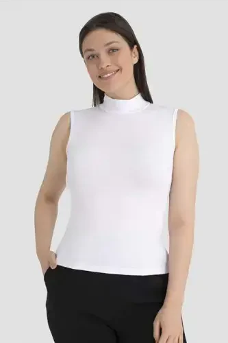 Ayol Oq Baliqchi Yoqa 2 Talikli Yengsiz Bodi - 3