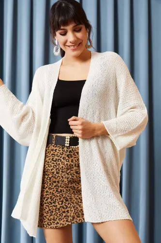 Ayol Oq Ko'rshapalak Bahor Cardigan HRK-19000057-BEYAZ - 3
