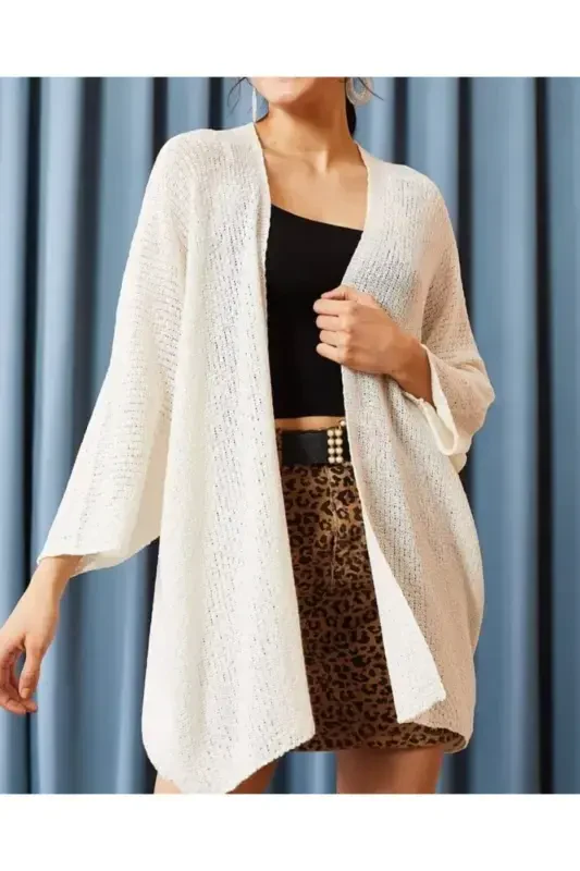 Ayol Oq Ko'rshapalak Bahor Cardigan HRK-19000057-BEYAZ - OLALOOK