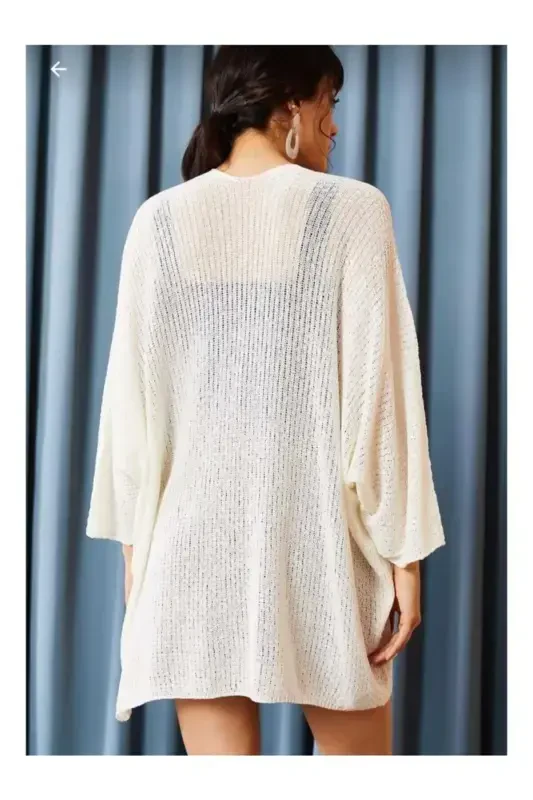 Ayol Oq Ko'rshapalak Bahor Cardigan HRK-19000057-BEYAZ - 4