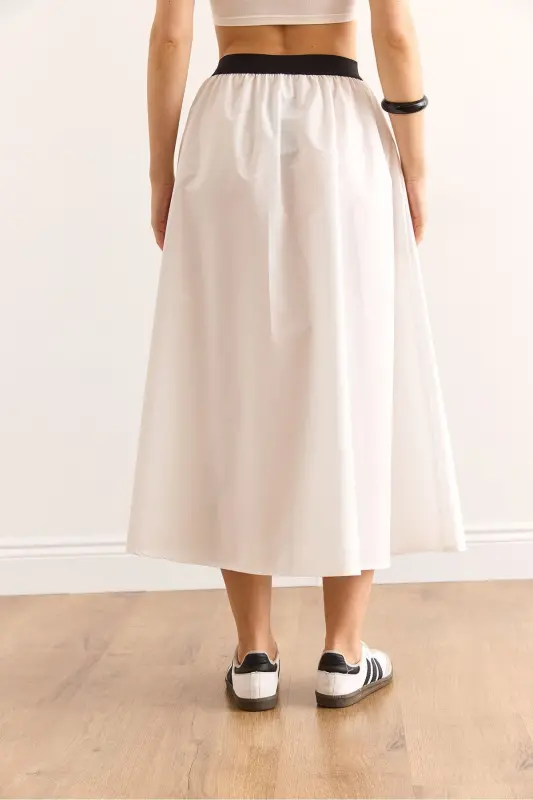 Ayol Oq Qora chiziqli oldi yirtigli bog'ichli Mi - 6