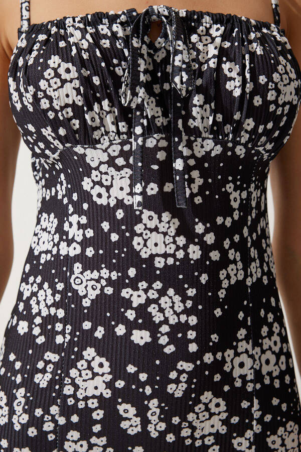 Ayol Oq Qora Gullik Yengil Yozgi Triko Ko'ylak - 4