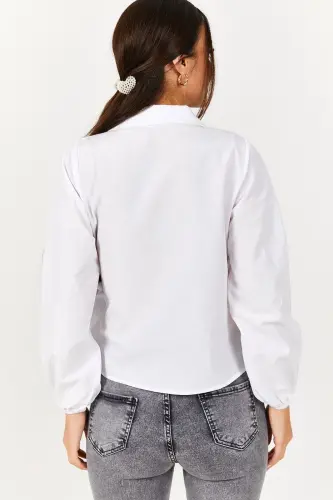 Ayol oq yoqali oq ko'ylak ARM-22Y024025-Oq - 4