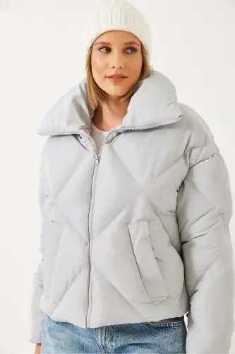 Ayol Oversize Puflama Kurtka 10191065 - Kulrang - 6