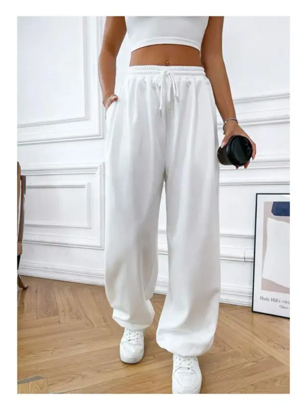 Ayol o'zidan jingalak keng yupqa sport shim SPR24EA89-Ekru - LC WAIKIKI