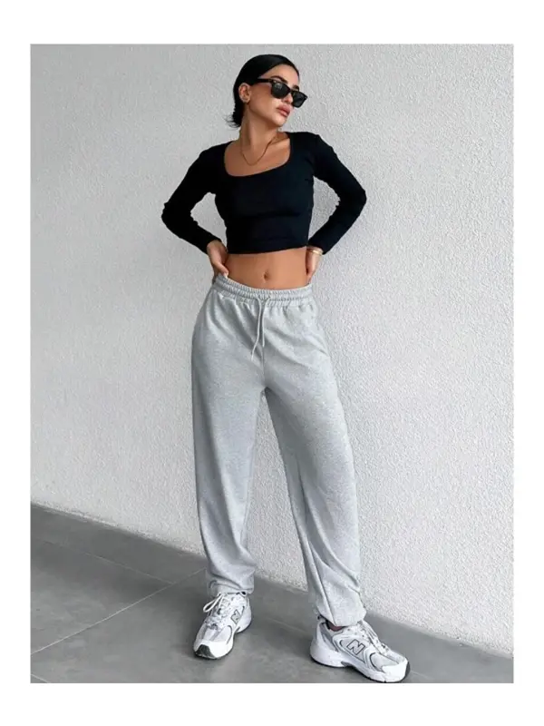 Ayol o'zidan kıvırma keng ishton SPR24EA89-Kulrang - 1