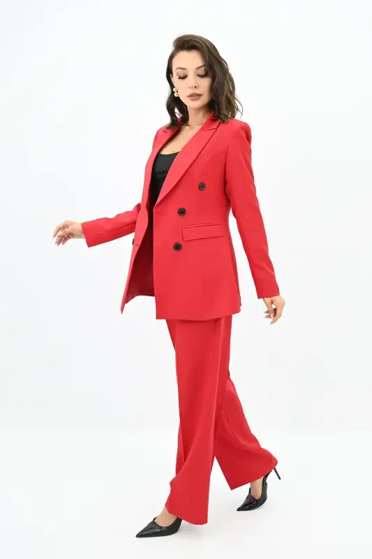 Ayol Palazzo shimli kurtka kostyumi 0111-23-qizil - 2