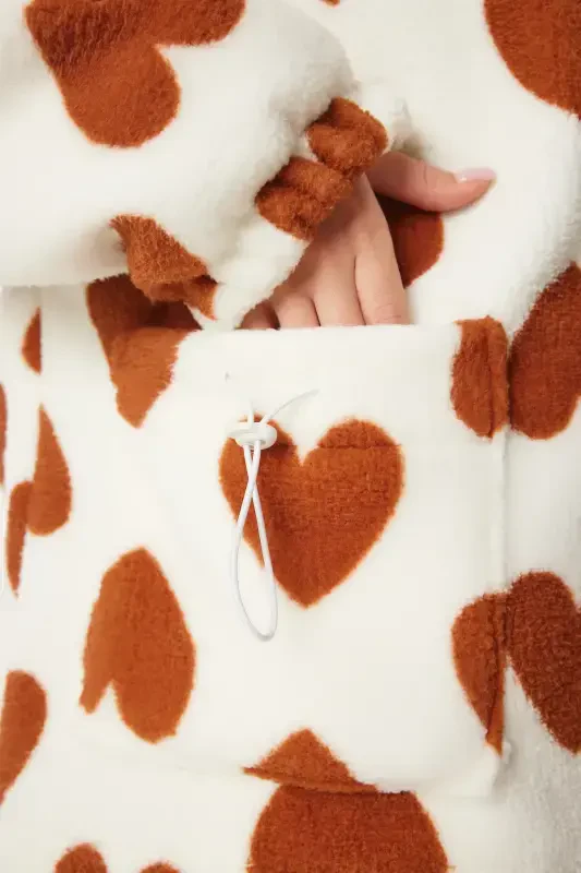 Ayol печенье экрю капюшон kalpli peluş пальто RI00001-Печенье экрю - 9