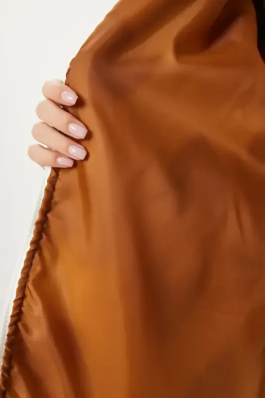 Ayol печенье экрю капюшон kalpli peluş пальто RI00001-Печенье экрю - 10