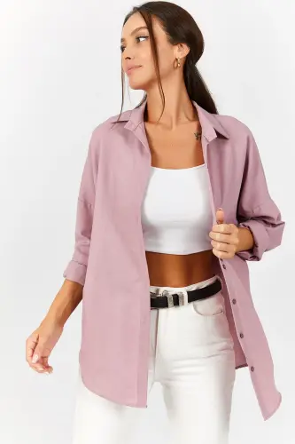 Ayol Pushti Oversize Uzun Asosiy Ko'ylak Arm-22y001118-Pushti - 3