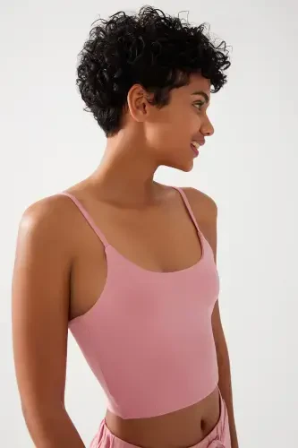 Ayol pushti rangli yengil yostiqli sport bras Straps-Pushti - 1