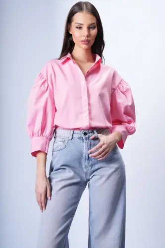 Ayol Pushti Shar Yeng Yashirin Poplin Ko'ylak ALC-X9654-Pushti - 3