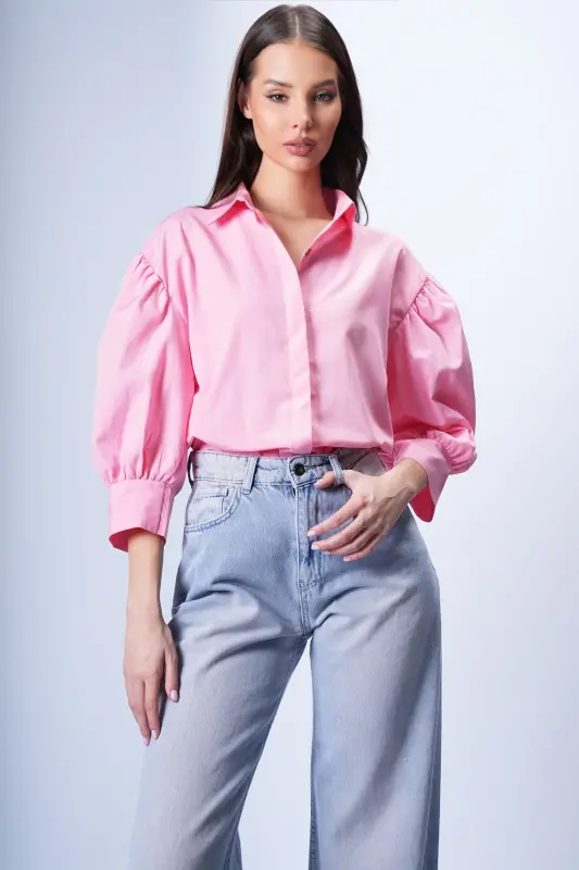 Ayol Pushti Shar Yeng Yashirin Poplin Ko'ylak ALC-X9654-Pushti - 3