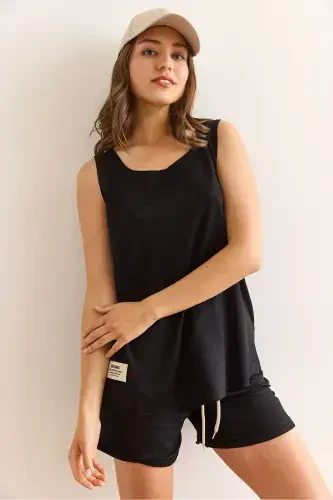 Ayol Qora Arma Detalli Shortli Kristal To'plam TKM- - 3