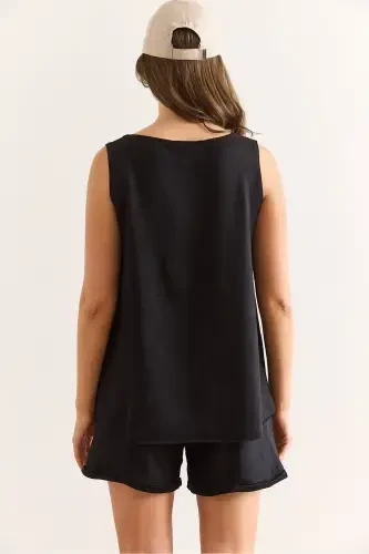 Ayol Qora Arma Detalli Shortli Kristal To'plam TKM- - 7